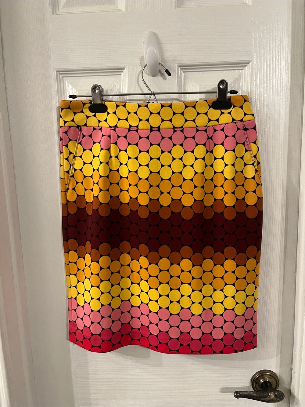 Premise Yellow Pink Red Polka Dot Pencil Skirt size 4